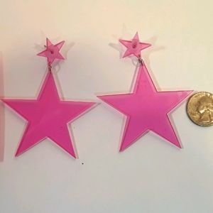 Gem Large Pink Star Stud Drop Dangle Earrings
